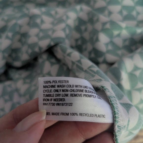 AVA & VIV Green White Geometric Design Feminine Casual Midi Dress Size 1X - Picture 11 of 12